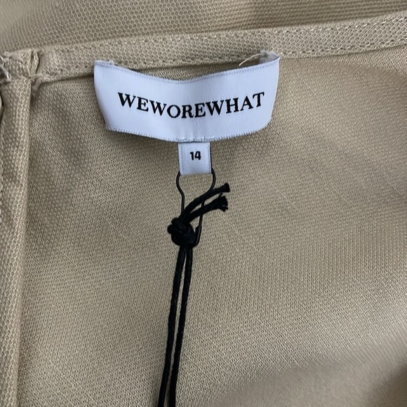 Revolve WeWoreWhat Asymmetrical Linen Blend Ivory Midi Skirt Size 14 New - Picture 5 of 7